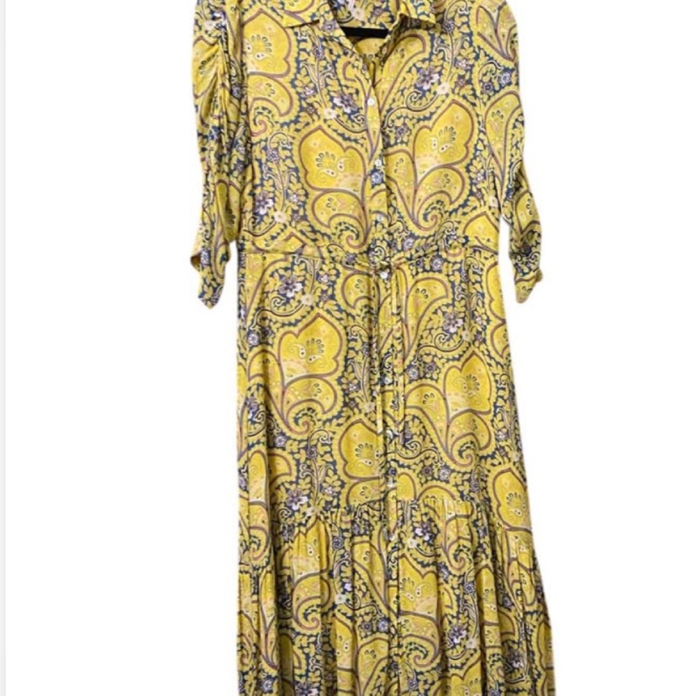 ESQUALO Yellow Paisley Print Women's Dress